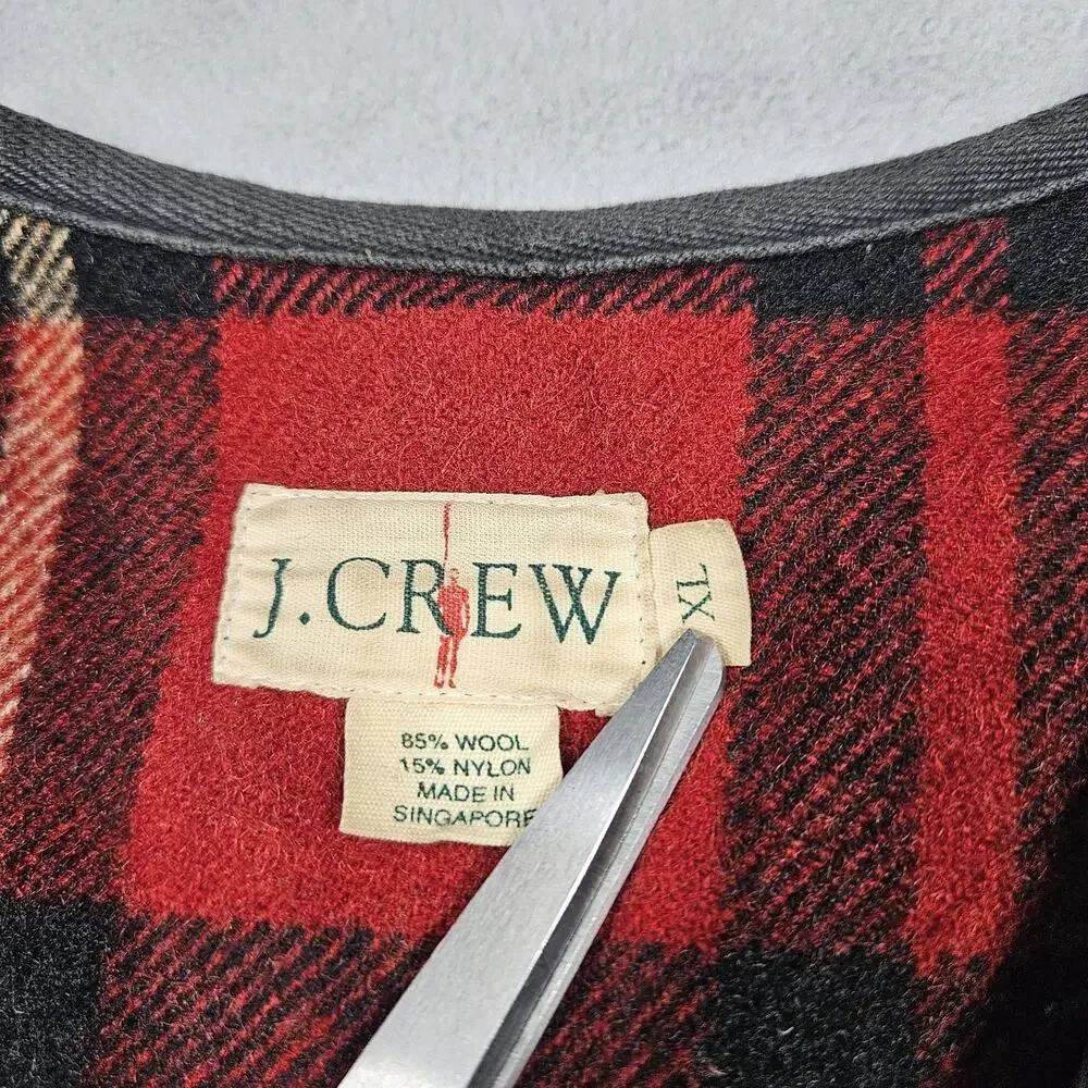 Vintage J.Crew Wool‎ Hunting Vest Men’s Size XL Red Plaid Oarsman Outdoorsman